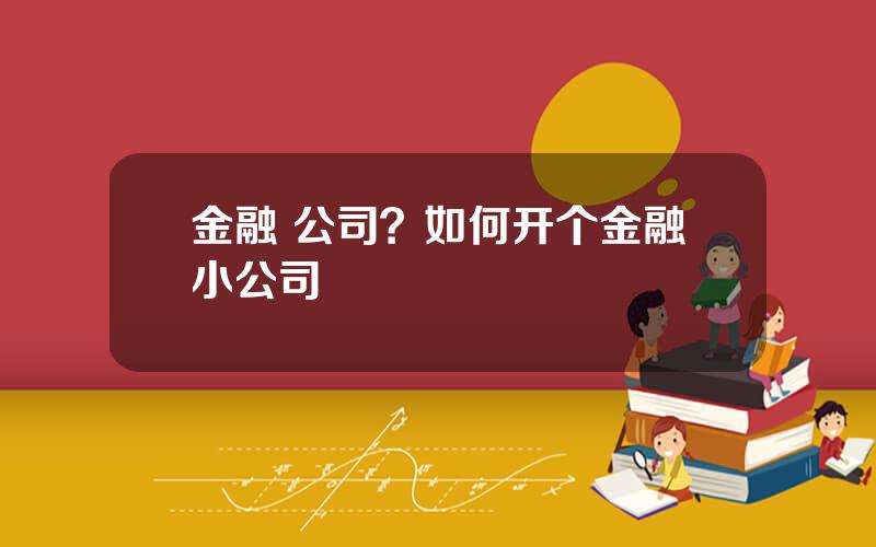 金融 公司？如何开个金融小公司